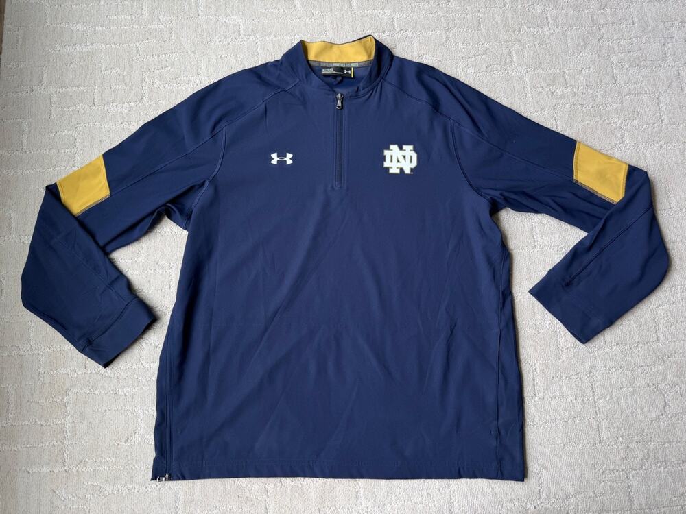Under Armour Notre Dame Fighting Irish Navy 1/4 Zip Jacket Pullover Mens